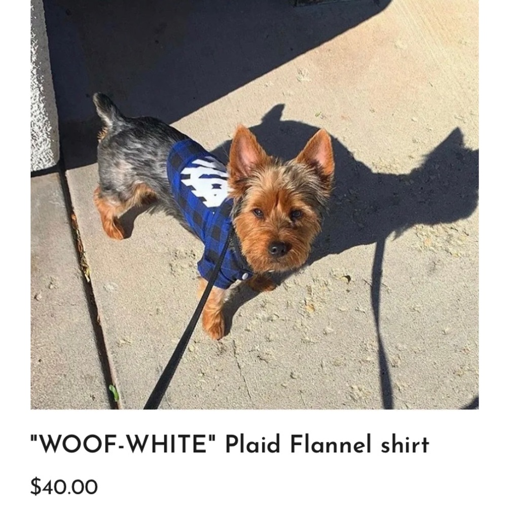 Woof-White blue plaid dog flannel size medium